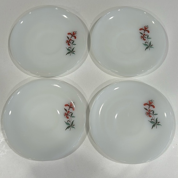 Fire King Other - Set of 4 Rare Fire King Oven Ware Honeysuckle Saucers